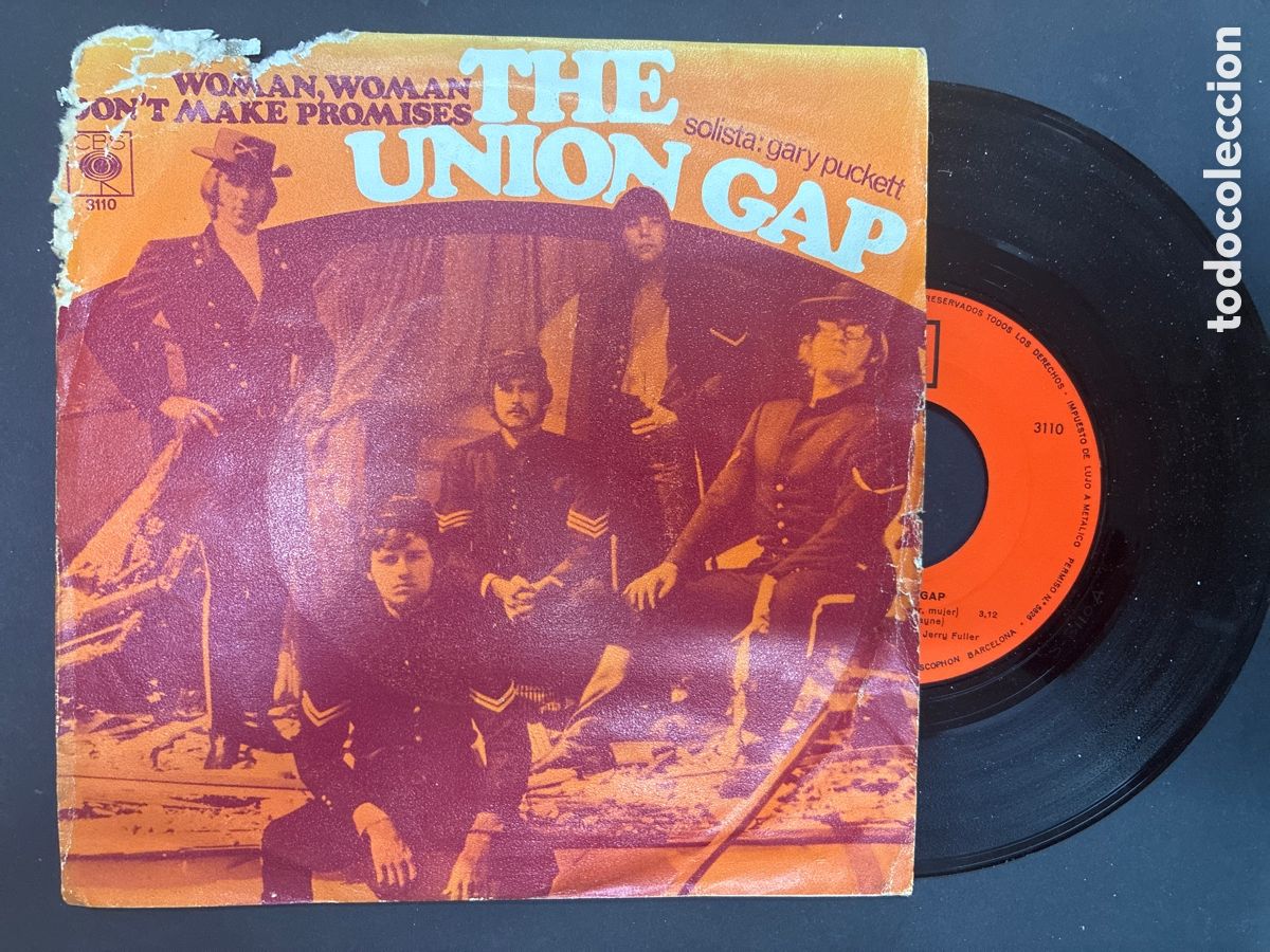 Discos de vinilo: SINGLE THE UNION GAP / WOMAN WOMAN / DON'T MAKE PROMISES EDITADO EN ESPA&Ntilde;A