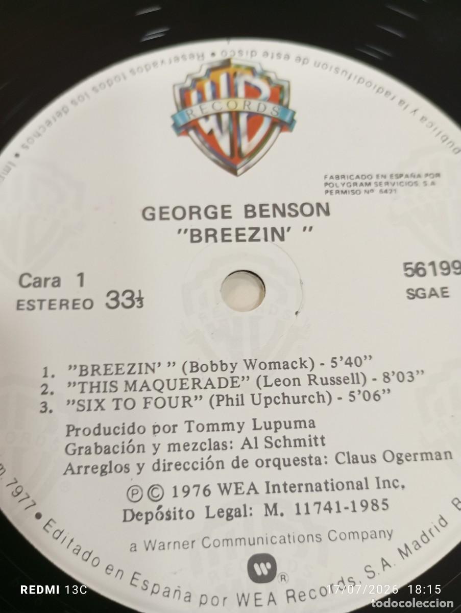 Discos de vinilo: LP - George benson - Breezin - Foto 4