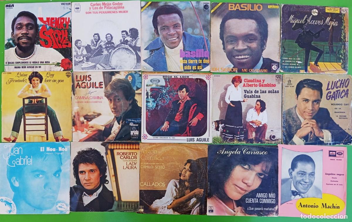 Discos de vinilo: Lote 12 singles: Henry Stephen, Basilio, Claudina y Alberto Gambino,Angela Carrasco, Juan Gabriel...