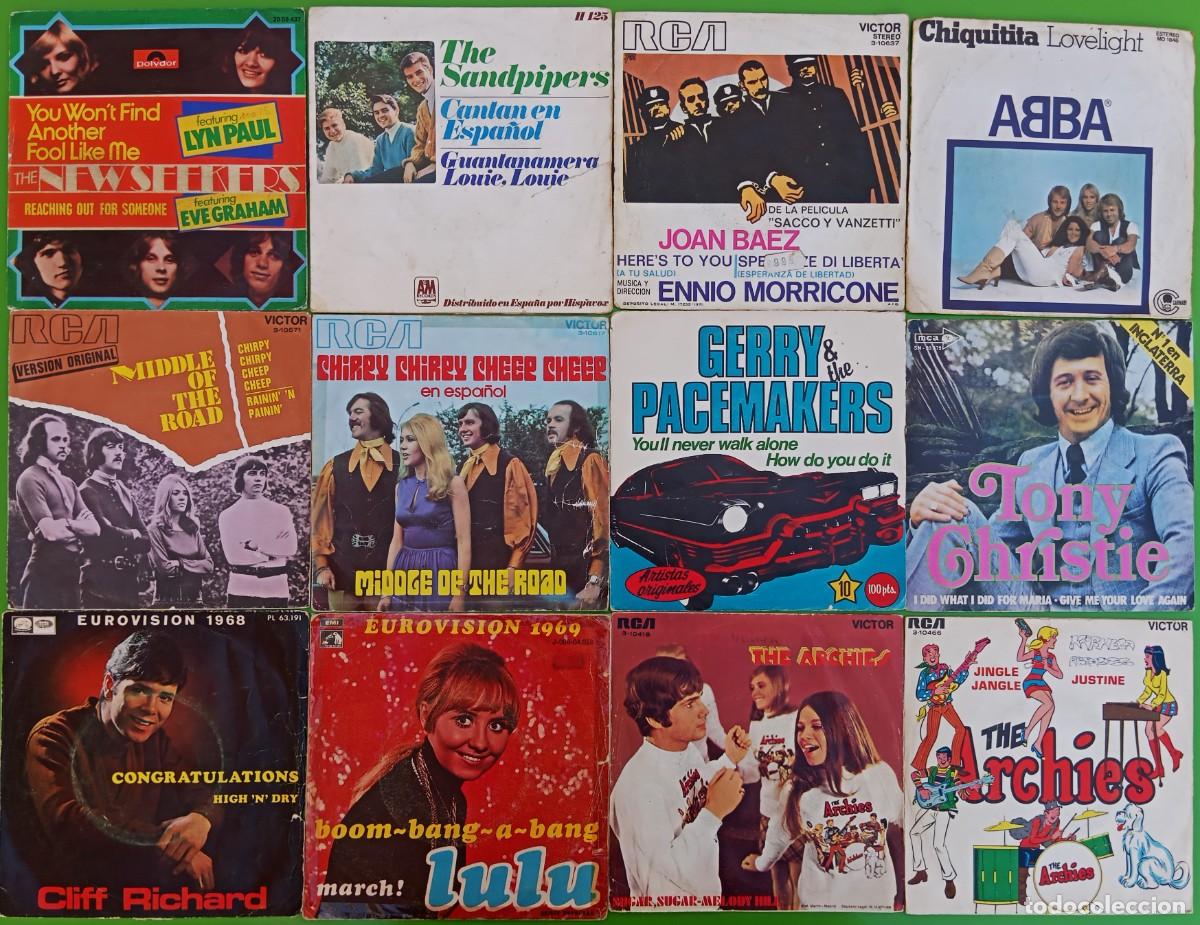 Discos de vinilo: Lote 12 Singles: New Seekers, Sandpipers, Joan Baez, Gerry & The Pacemakers, Tony Christie, Lulu...