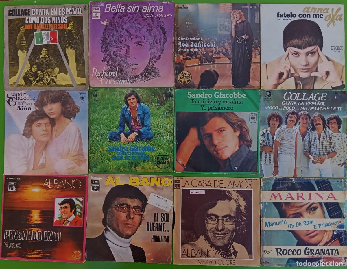 Discos de vinilo: Lote 12 Singles: Collage, Richard Cocciante, Iva Zanicchi, Anna Oxa, Sandro Giacobbe, Al Bano, Rocco
