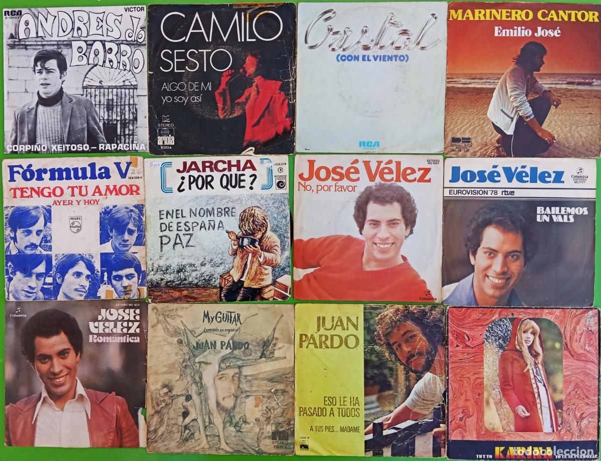 Discos de vinilo: Lote 12 Singles: Andres do Barro,Camilo Sesto,Crystal,Emilio Jos&eacute;,Jarcha,J.Velez,Juan Pardo, Karina