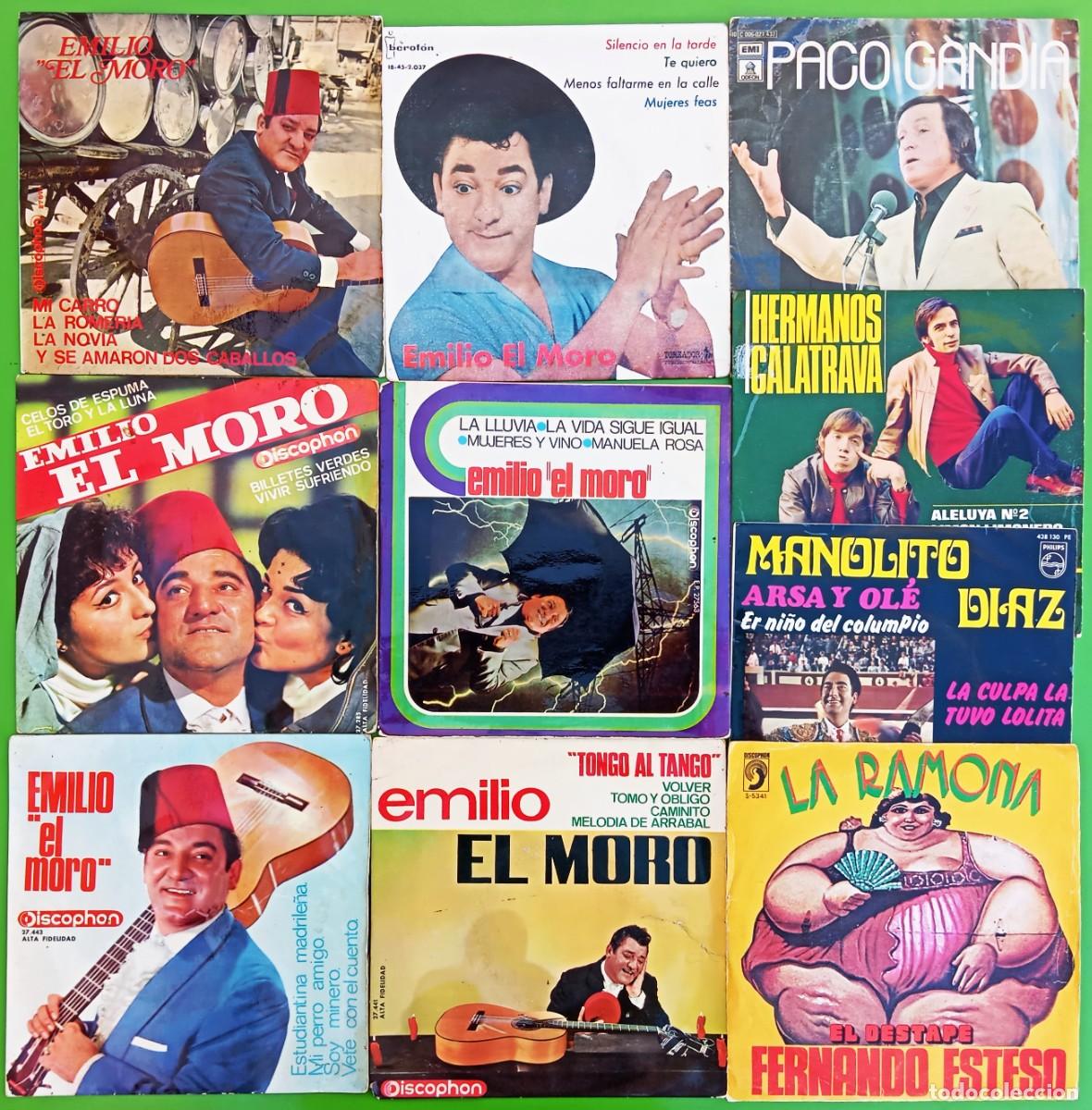 Discos de vinilo: Lote 9 Discos de humor; Emilio el Moro, Hnos Calatrava, Paco Gand&iacute;a, Fernando Esteso, Manolito Diaz