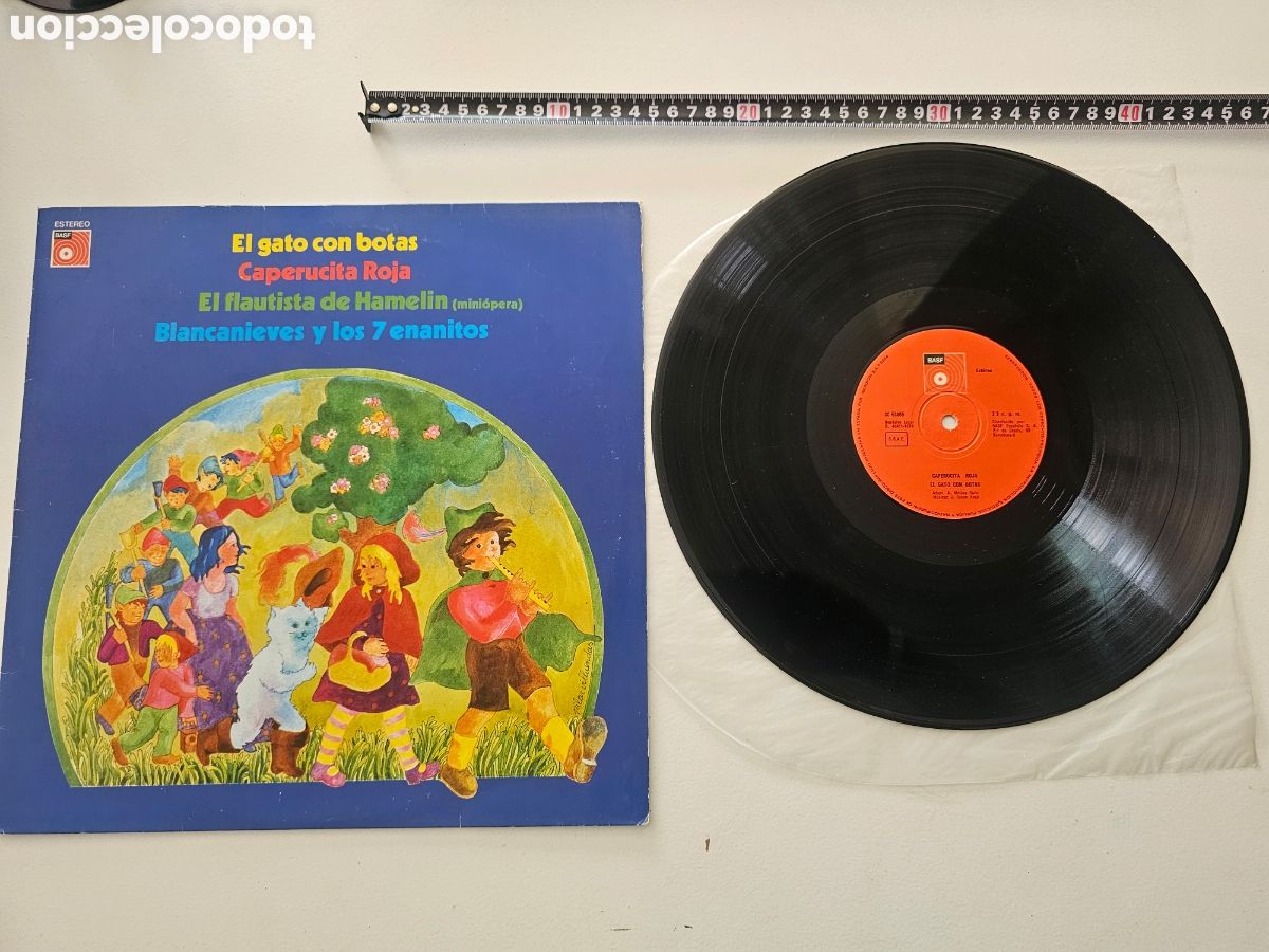 Discos de vinilo: Disco de vinilo de 33 RPM de Cuentos Caperucita Roja, Balncanieves, Gato con botas... 1975