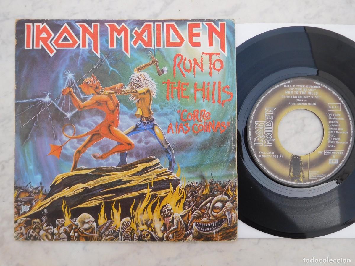 Discos de vinilo: Iron Maiden 7 Single. Run to the hills. Edici&oacute;n espa&ntilde;ola 1982. 10C 006-007604