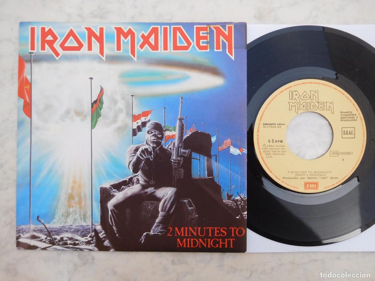 Discos de vinilo: Iron Maiden 7 Single. 2 Minutes to midnight. Edici&oacute;n espa&ntilde;ola promo 1984. 006 2002887