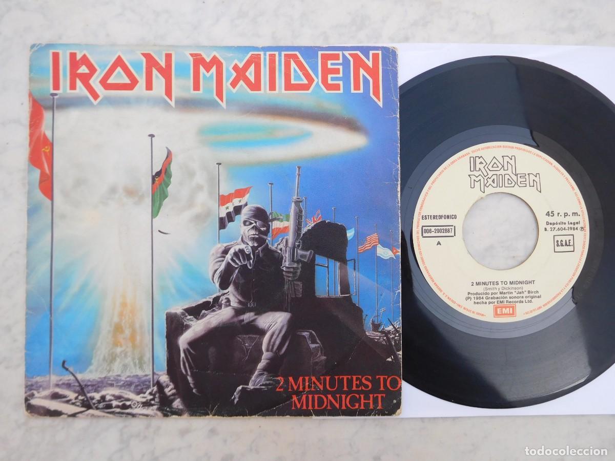 Discos de vinilo: Iron Maiden 7 Single. 2 Minutes to midnight. Edici&oacute;n espa&ntilde;ola 1984. 006 2002887