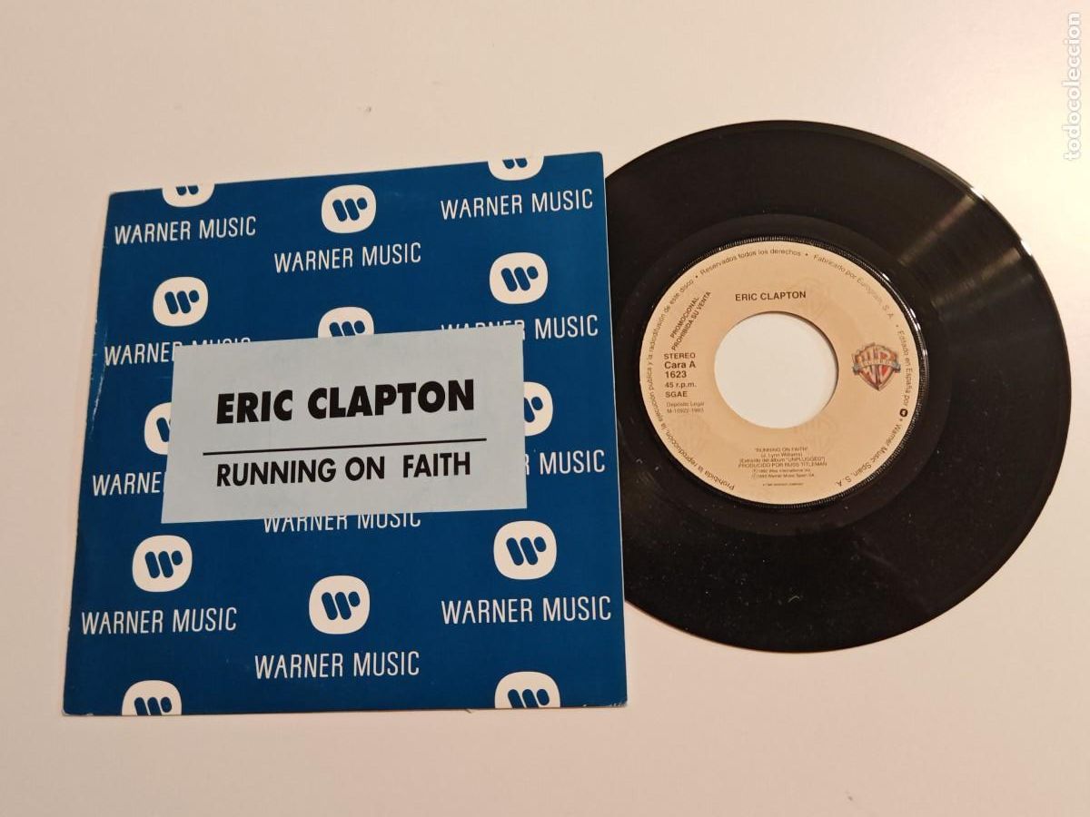 Discos de vinilo: ERIC CLAPTON Running on faith SINGLE VINILO PROMO ESPA&Ntilde;OL 1993 MISMO TEMA EN LAS DOS CARAS MUY RARO