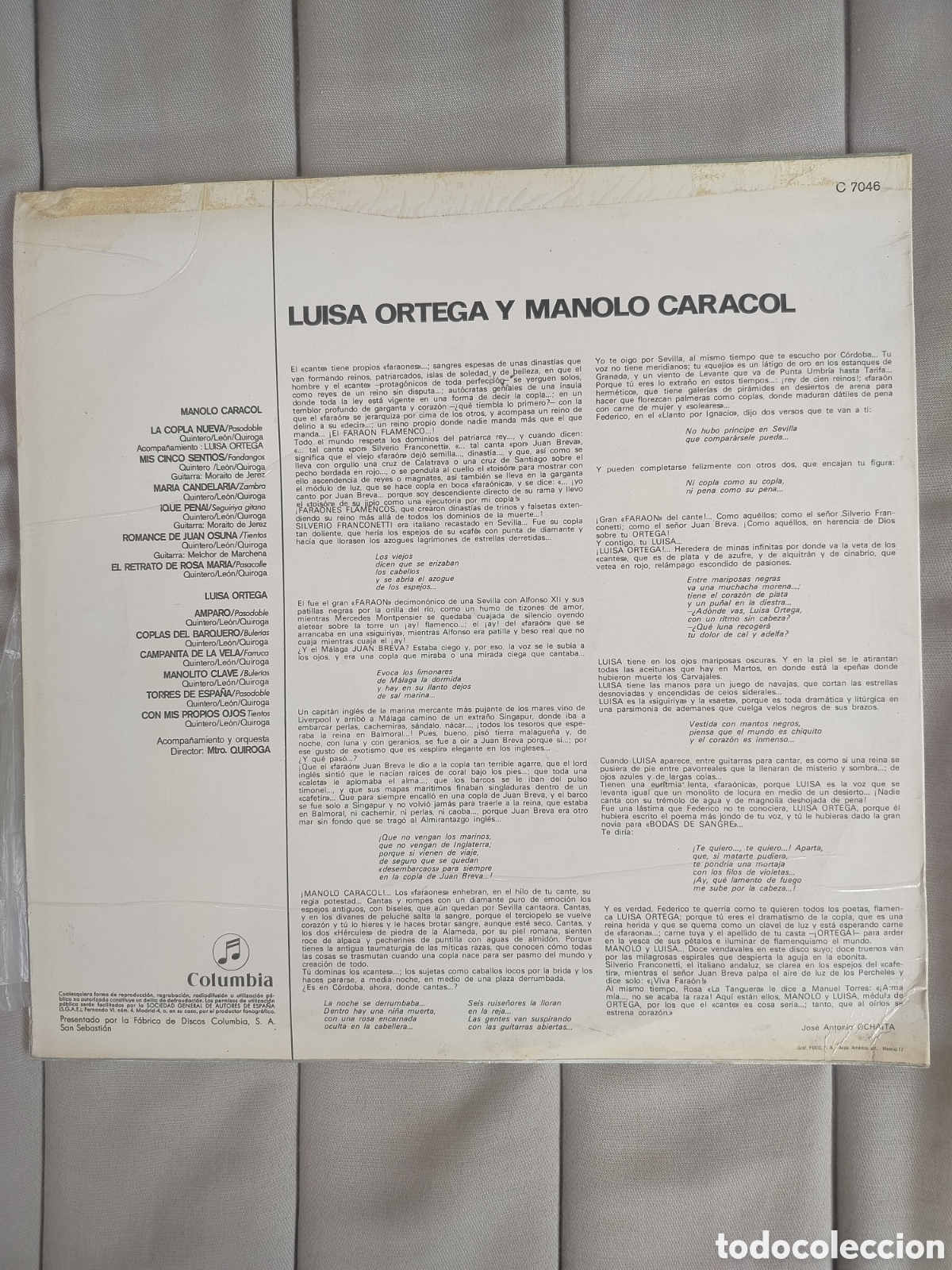 Discos de vinilo: Luisa Ortega/Manolo Caracol LP - Foto 2