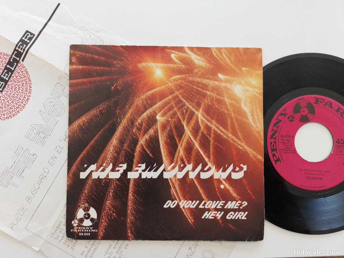 Discos de vinilo: THE EMOTIONS - 45 Spain * MINT * DO YOU LOVE ME? / HEY GIRL * CON HOJA PROMO