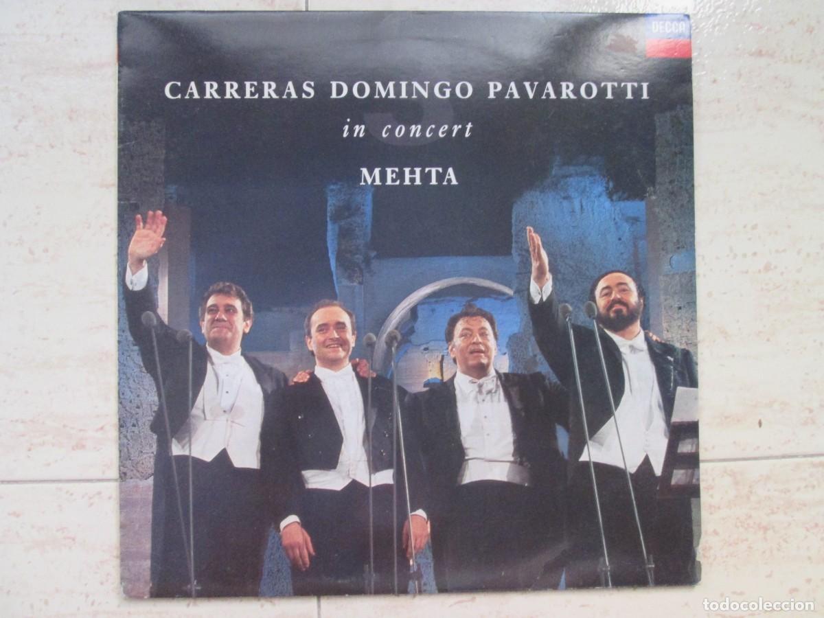 Discos de vinilo: CARRERAS, DOMINGO, PAVAROTTI - In Concert Mehta. LP, ed espa&ntilde;ola 12&rdquo; 1990. Insert. VG+