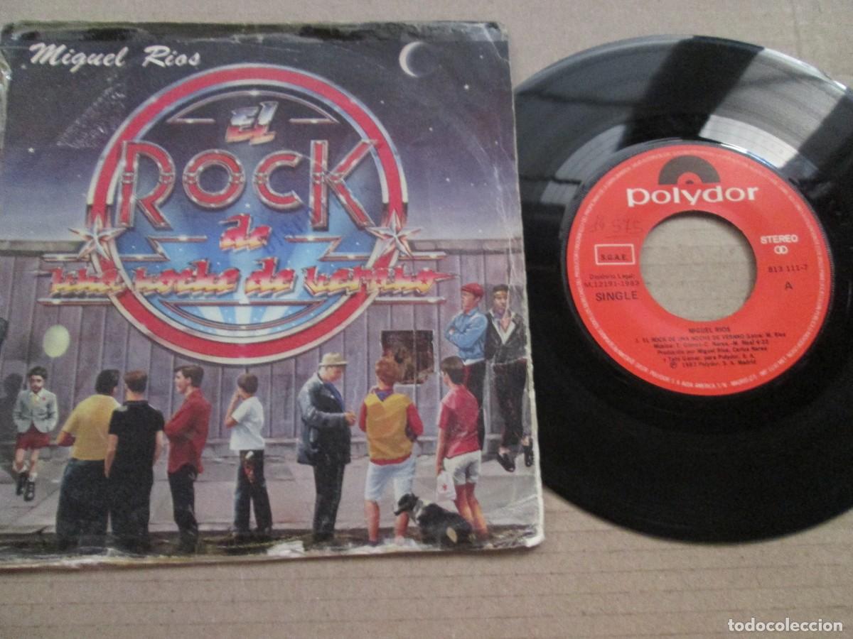 Discos de vinilo: MIGUEL R&Iacute;OS - El Rock de una Noche de Verano / Retrato Robot. Single, ed espa&ntilde;ola 7&rdquo; 1983. G+/VG