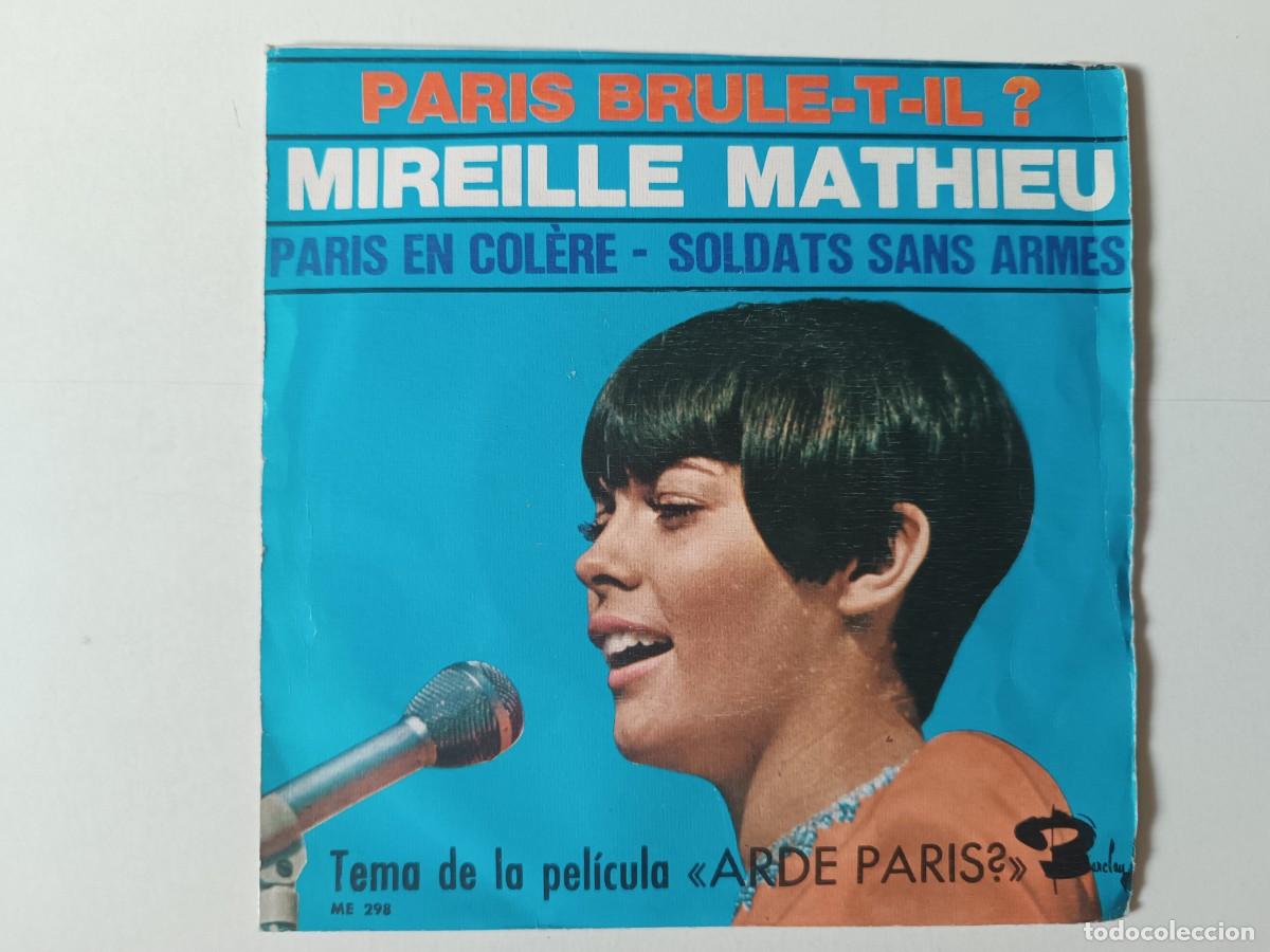 Discos de vinilo: MIREILLE MATHIEU &rdquo;Paris En Col&egrave;re&rdquo; Single vinilo 7&rdquo; Ed. Espa&ntilde;a Barcla 1966 Banda Sonora &rdquo;Arde Paris&rdquo;