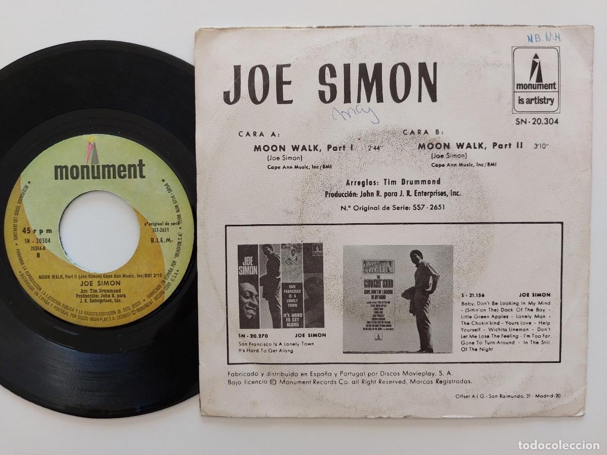 Discos de vinilo: JOE SIMON - 45 Spain * EX * MOON WALK - Foto 2