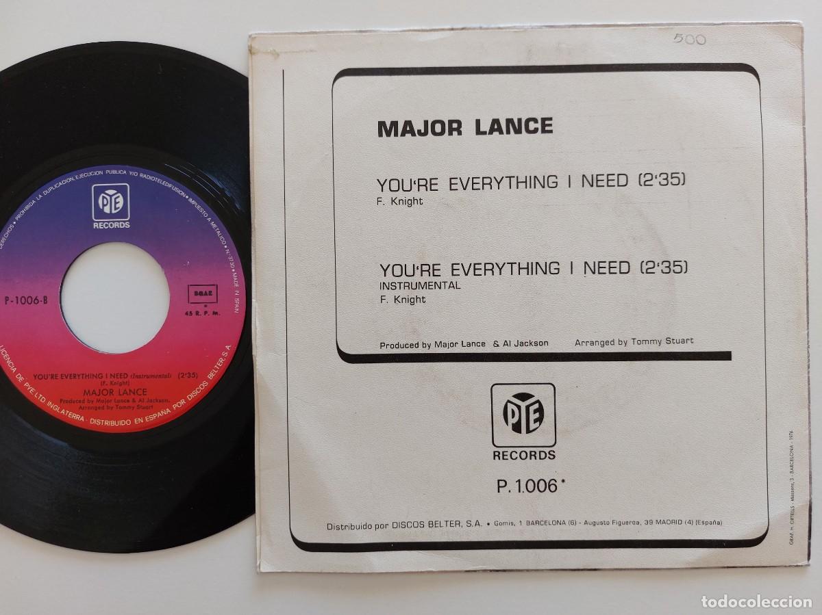 Discos de vinilo: MAJOR LANCE - 45 Spain * MINT * YOU RE EVERYTHING I NEED - Foto 2