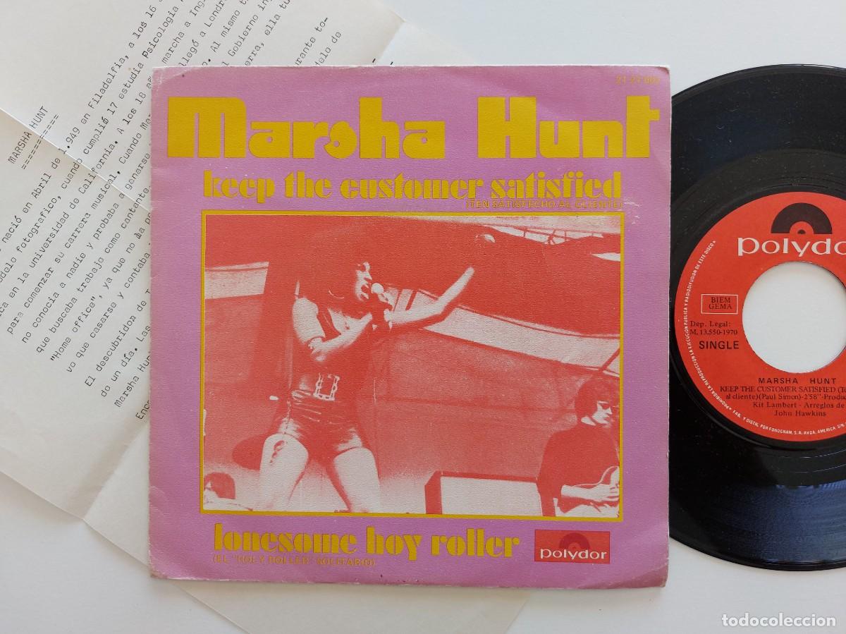 Discos de vinilo: MARSHA HUNT- 45 Spain * MINT * CON HOJA PROMO * KEEP THE CUSTOMER SATISFIED