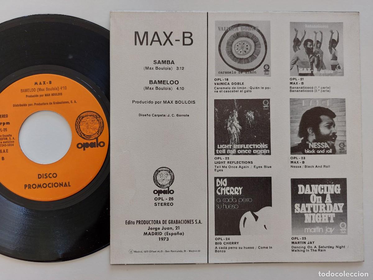 Discos de vinilo: MAX-B - 45 Spain * PROMO * MINT * SAMBA / BAMELOO - Foto 2