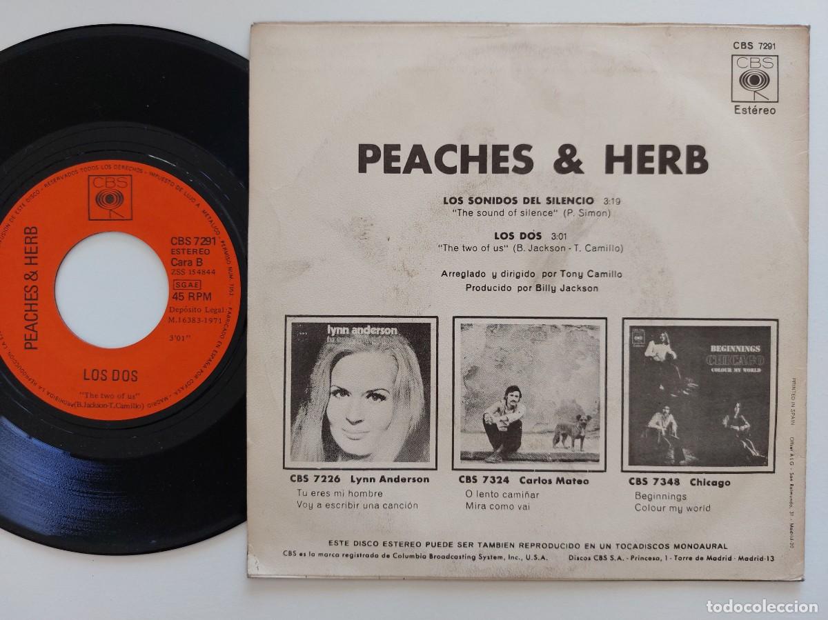 Discos de vinilo: PEACHES & HERB - 45 Spain * MINT * LOS SONIDOS DEL SILENCIO / LOS DOS - Foto 2