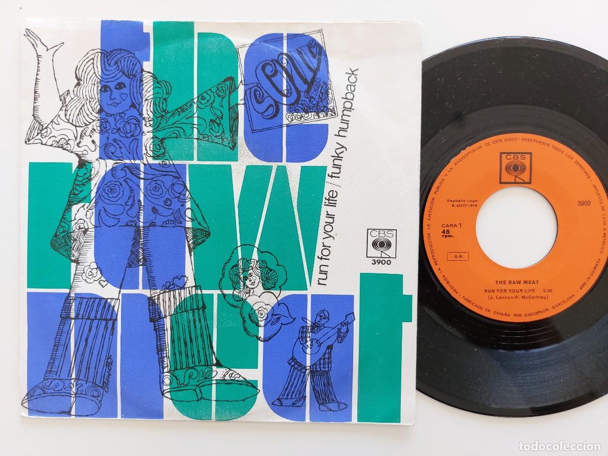 Discos de vinilo: THE RAW MEAT - 45 Spain * MINT * RUN FOR YOUR LIFE / FUNKY HUMPBACK