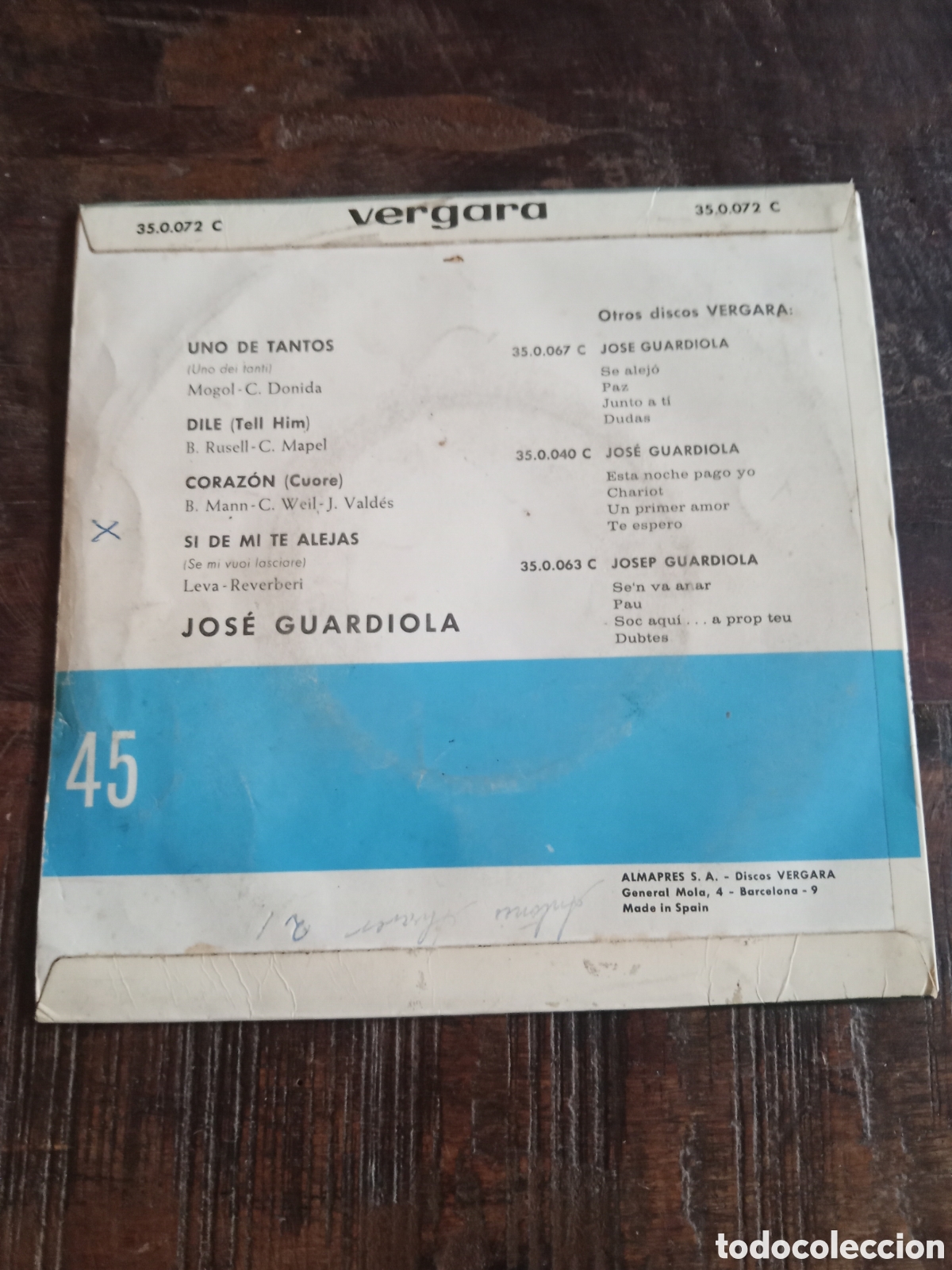 Discos de vinilo: Vinilo Single EP Jos&eacute; Guardiola 1963 - Foto 2