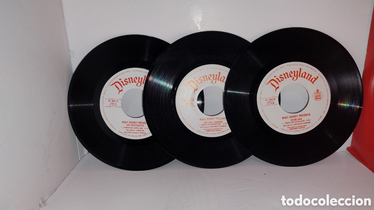Discos de vinilo: Lote seis discos Disneyland 45 revoluciones por minuto cuentos