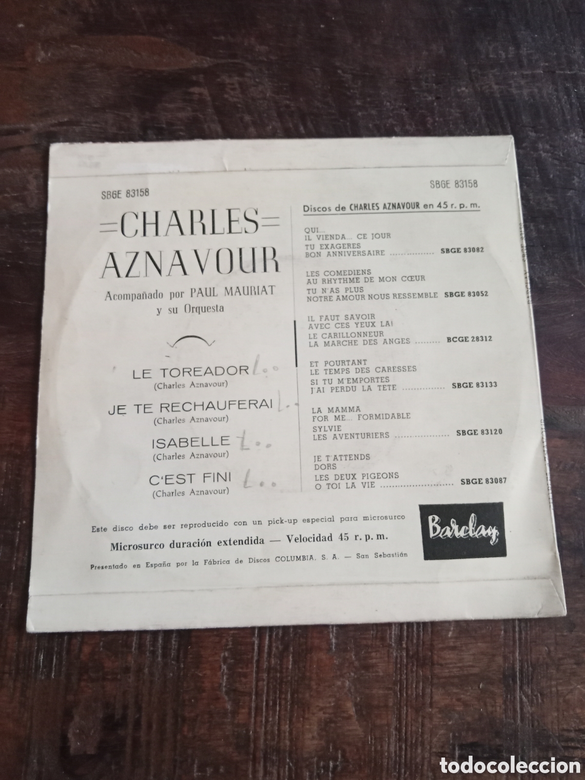 Discos de vinilo: Vinilo Single EP Charles Aznavour 1965 - Foto 2