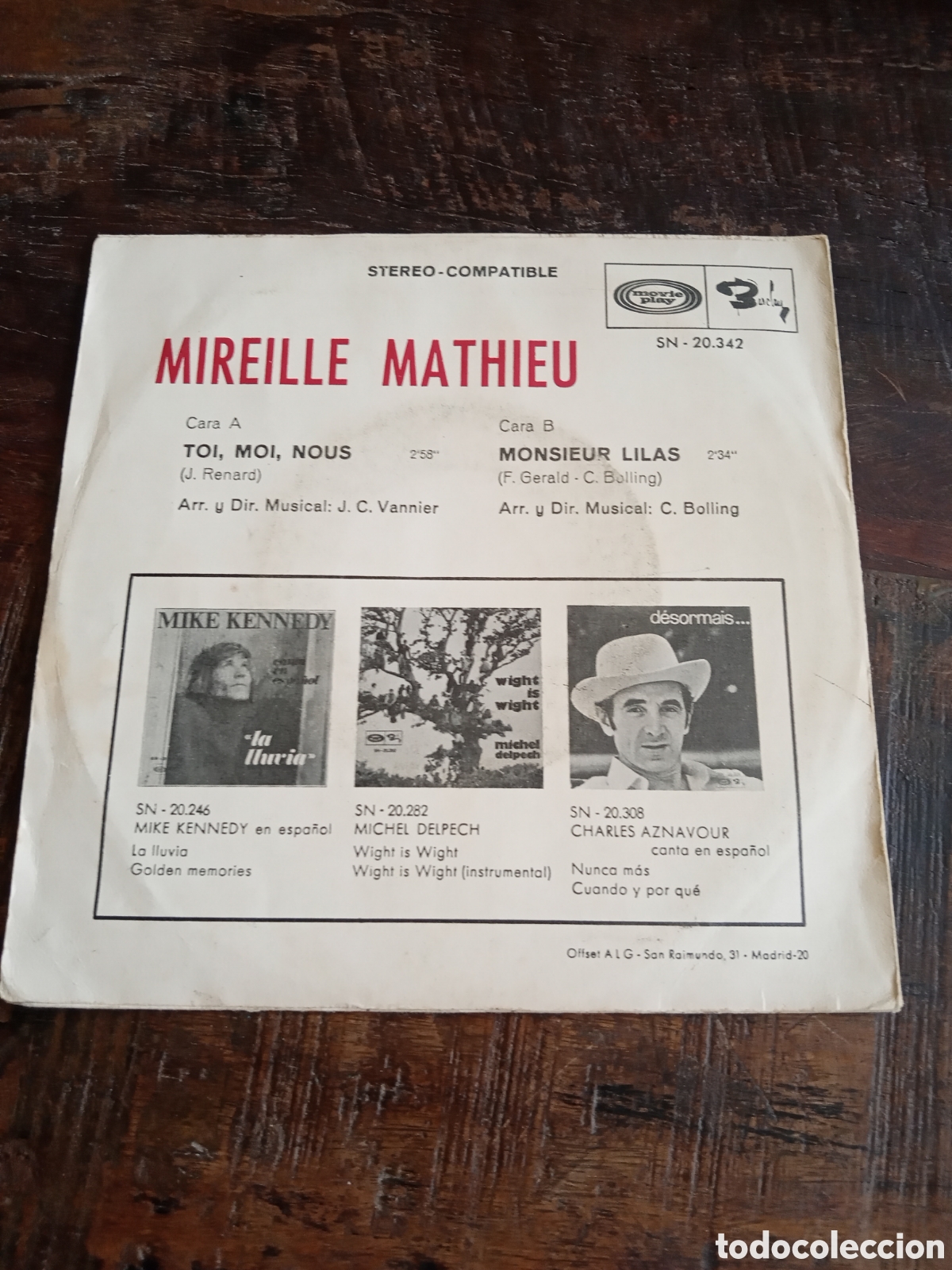 Discos de vinilo: Vinilo Single EP Mireille Mathie 1970 - Foto 2