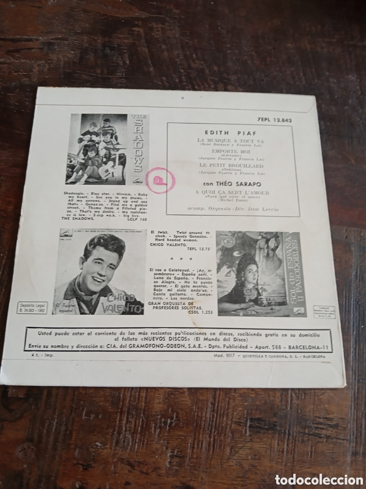 Discos de vinilo: Vinilo Single EP Edith Piaf 1962 - Foto 2