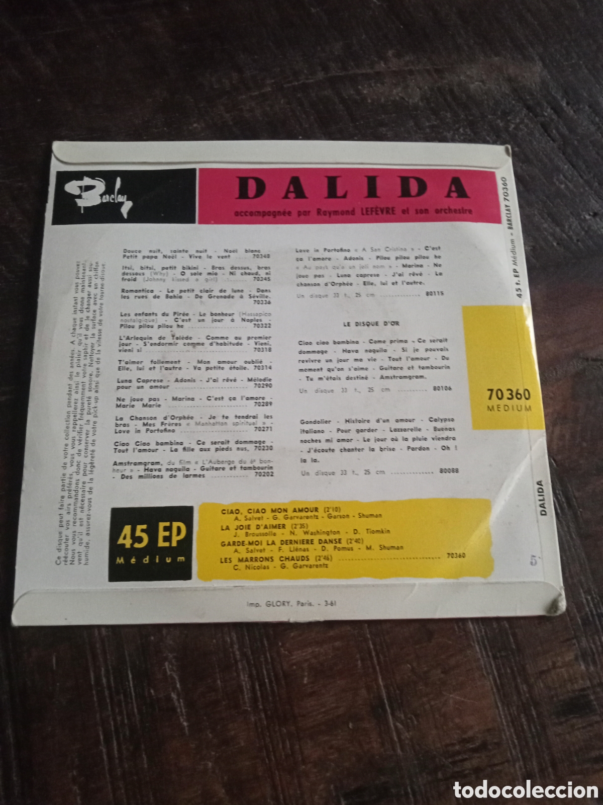 Discos de vinilo: Vinilo Single EP Dalida 1961 - Foto 4