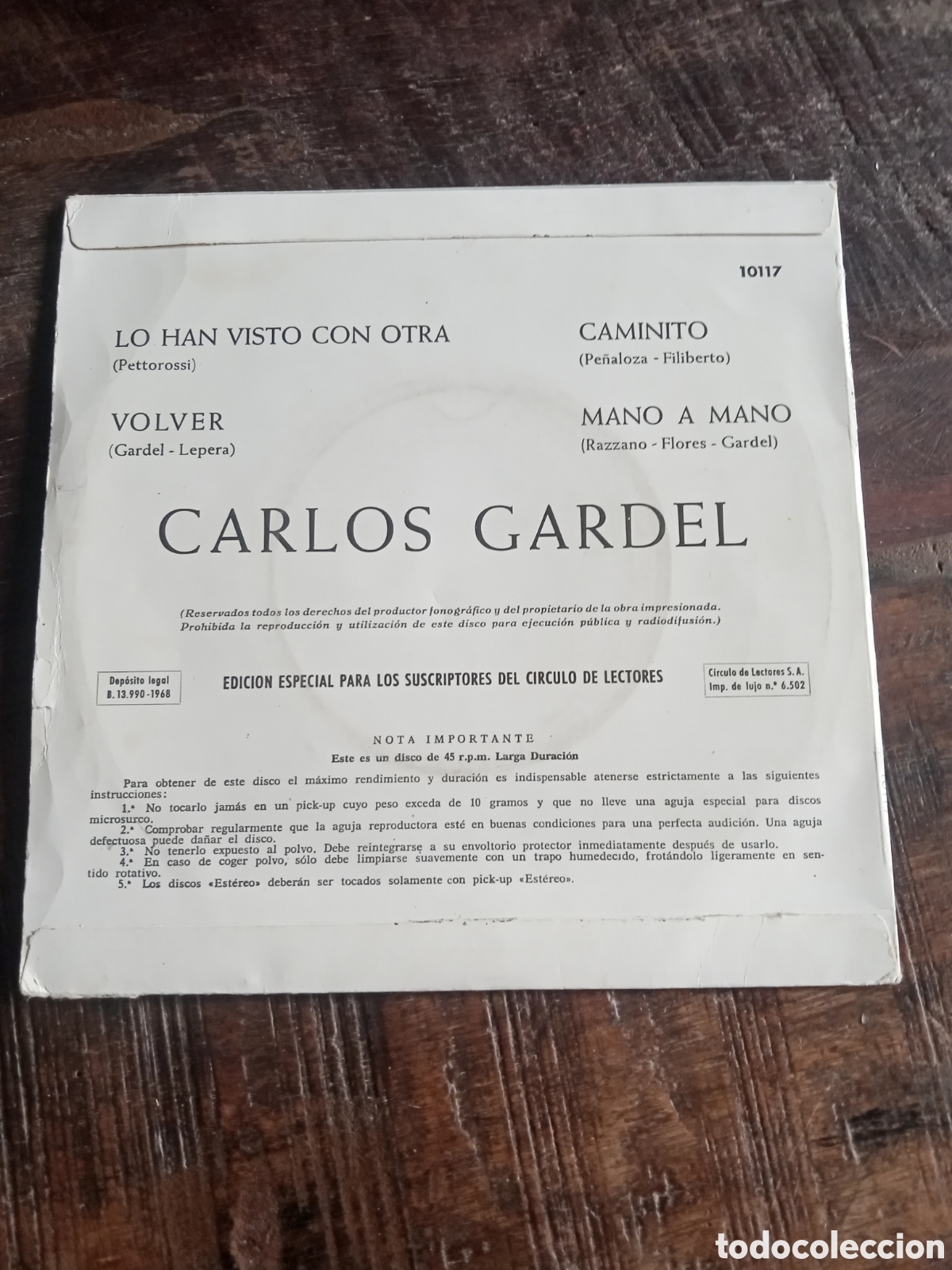 Discos de vinilo: Vinilo EP Single Carlos Gardel 1968 - Foto 2