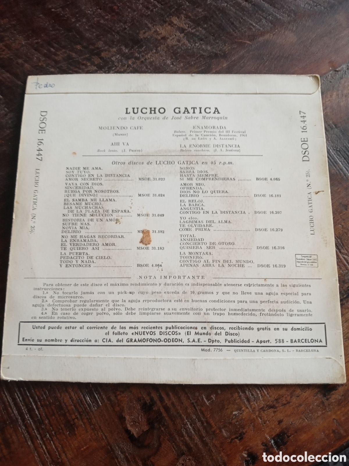 Discos de vinilo: Vinilo Single EP Lucho Gatica 1961 - Foto 4