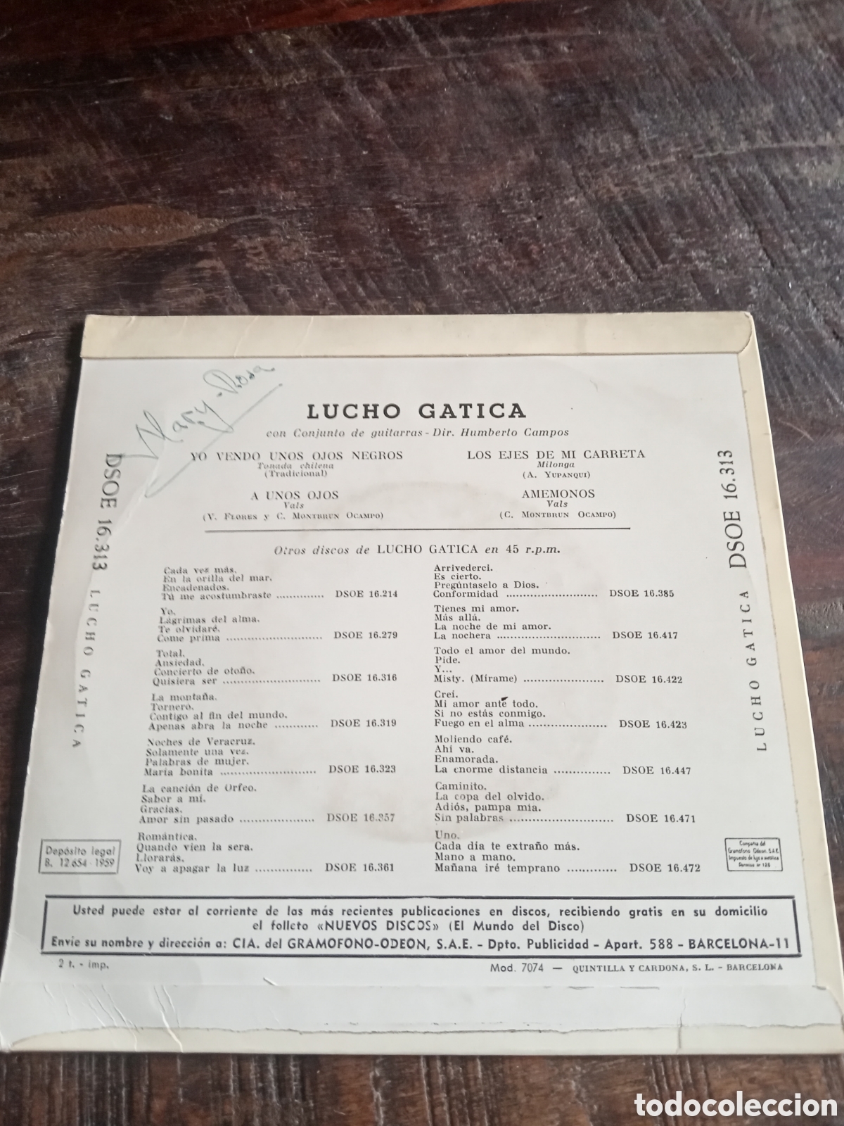 Discos de vinilo: Vinilo Single EP Lucho Gatica 1959 - Foto 2