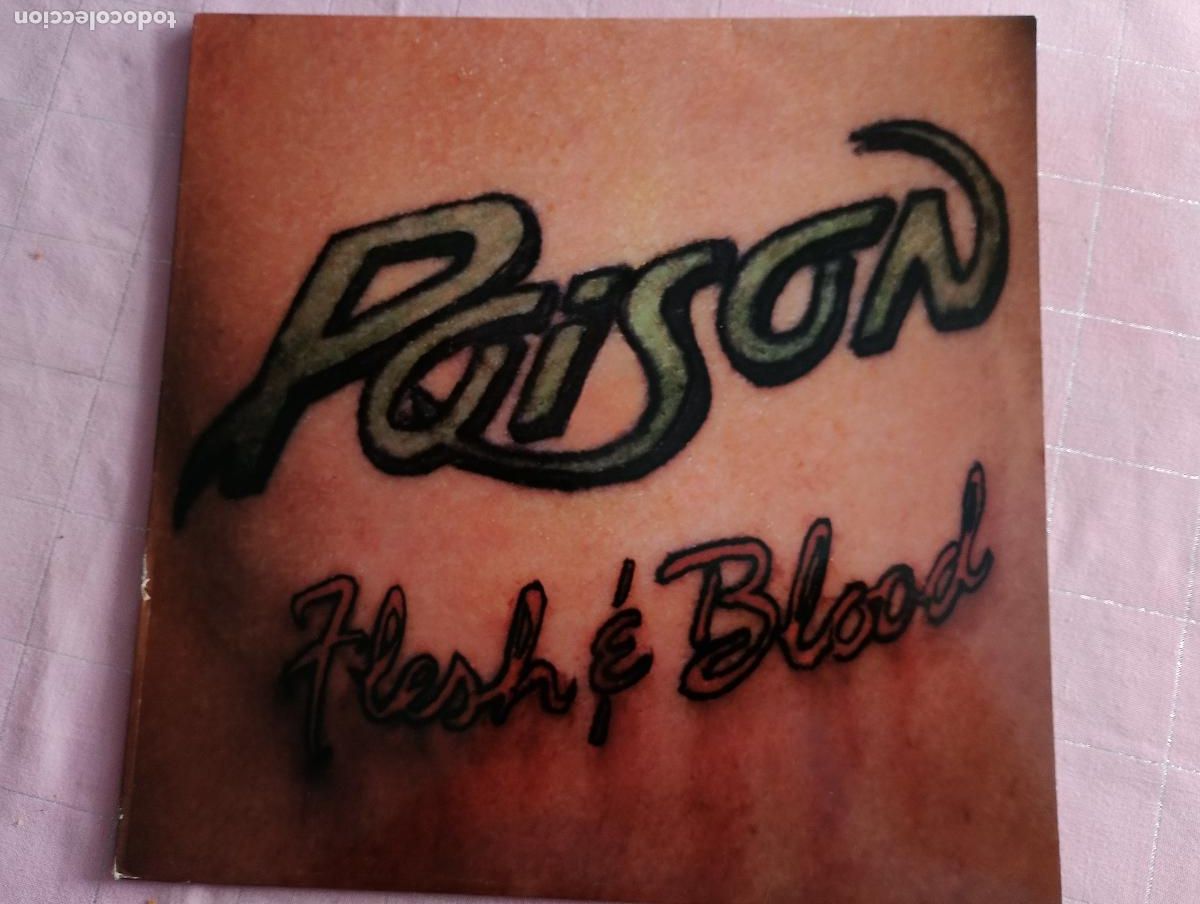 Discos de vinilo: Poison &ndash; Flesh & Blood, 1990 ed espa&ntilde;ola contiene el encarte
