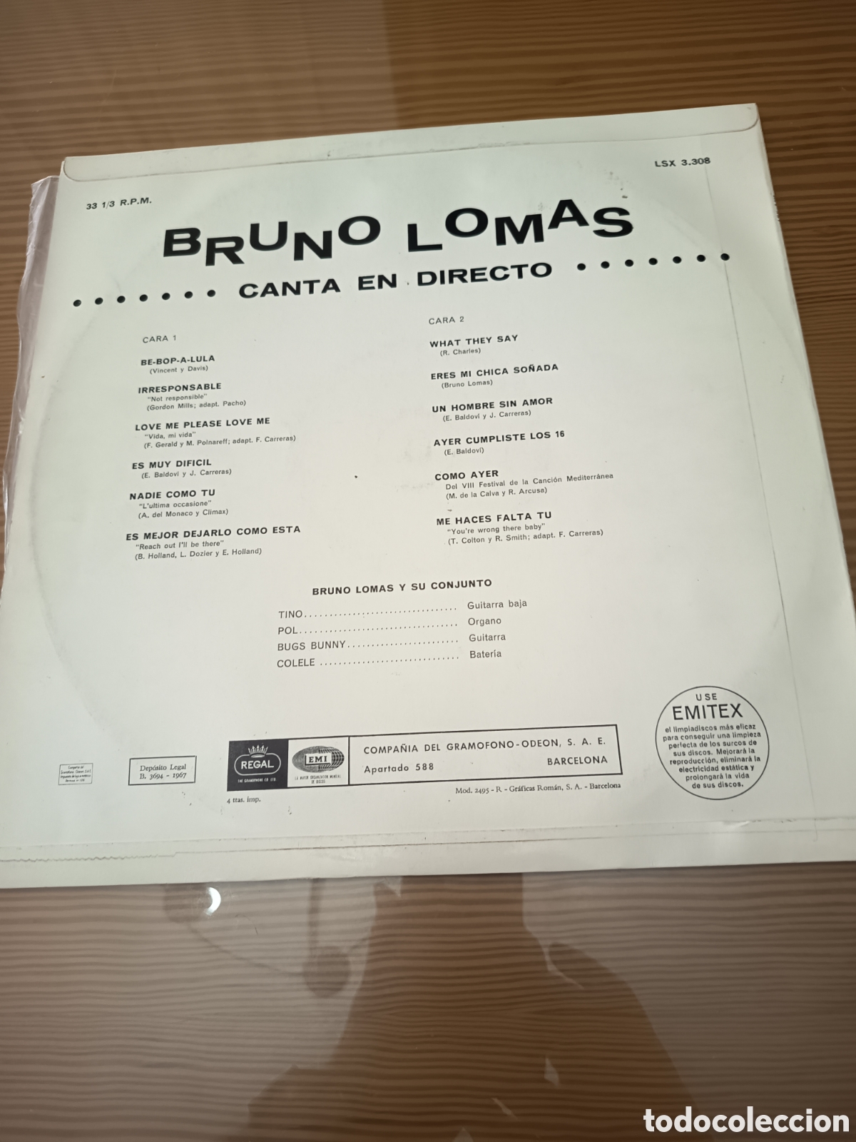 Discos de vinilo: Disco vinilo LP de Bruno Lomas &rdquo; Canta En Directo &rdquo; como nuevo - Foto 2