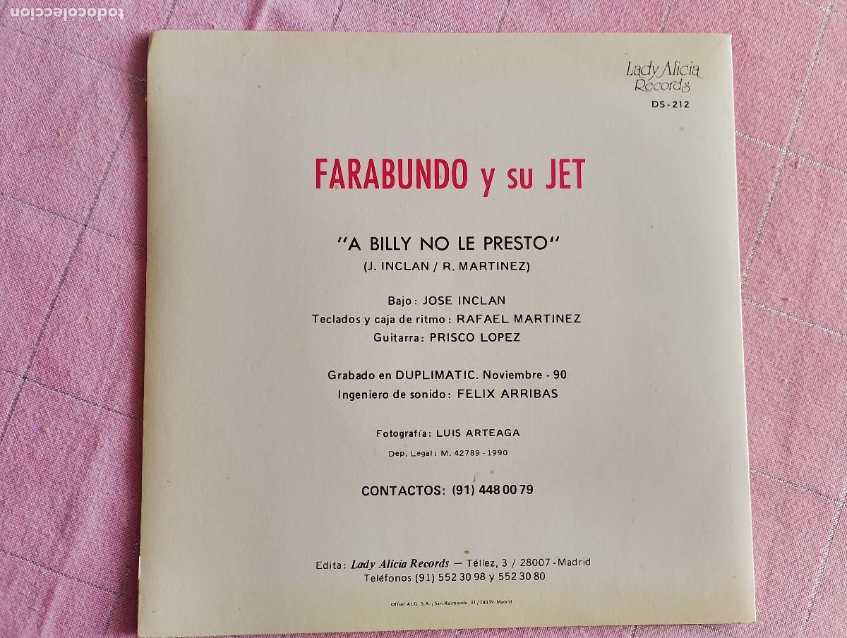 Discos de vinilo: Farabundo y Su Jet &ndash; A Billy No Le Presto, 1990 - Foto 4