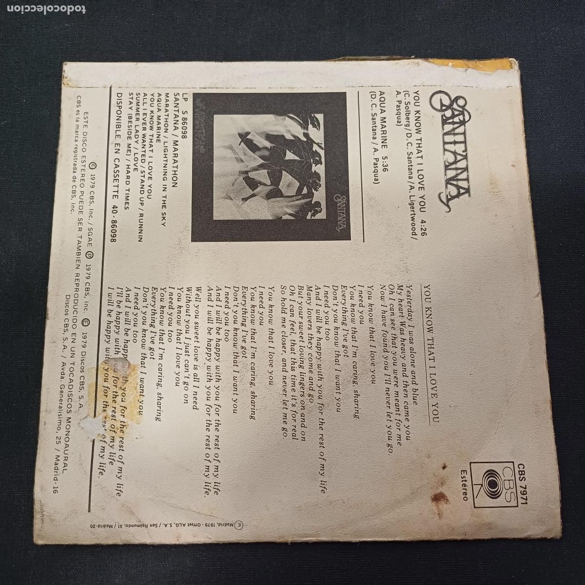 Discos de vinilo: SANTANA/TU SABES QUE TE QUIERO/SINGLE. - Foto 3