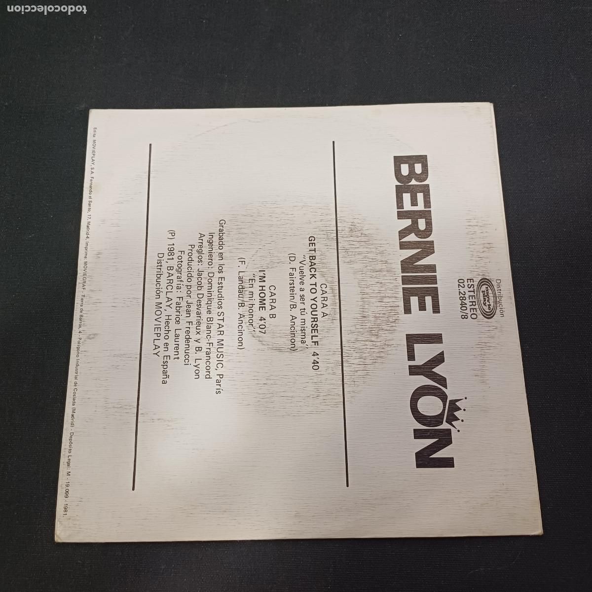 Discos de vinilo: BERNIE LYON/GET BACK TO YOURSELF/SINGLE. - Foto 3