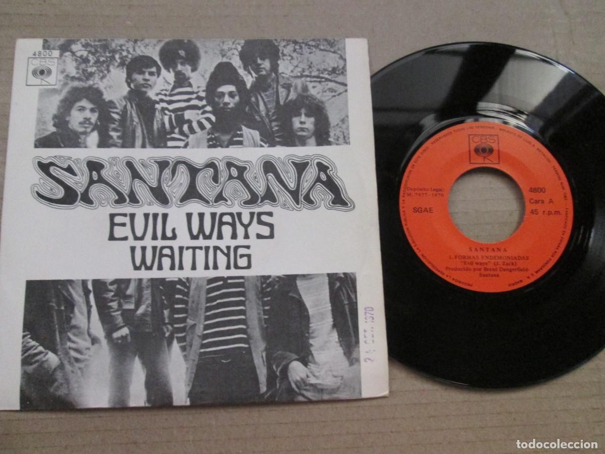 Discos de vinilo: SANTANA - Evil Ways / Waiting. Single, ed espa&ntilde;ola 7&rdquo; 1970. Magn&iacute;fico estado (VG+/NM)