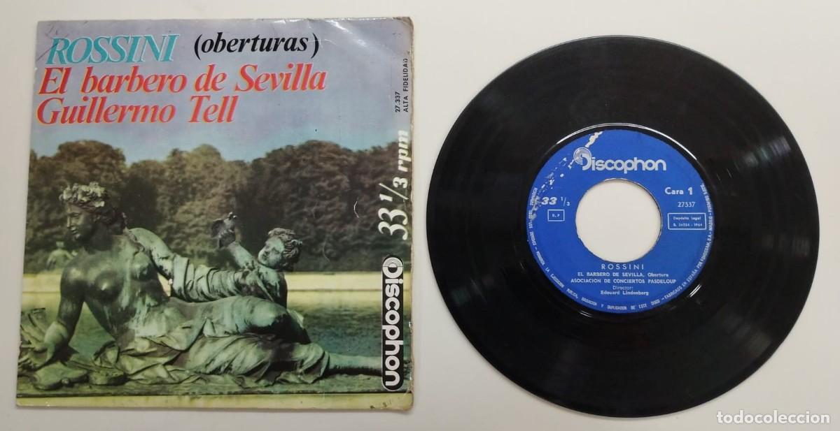 Discos de vinilo: SINGLE: ROSSINI (OBERTURAS), EL BARBERO DE SEVILLA + GUILERMO TELL, DISCOPHON, A&Ntilde;O 1964.