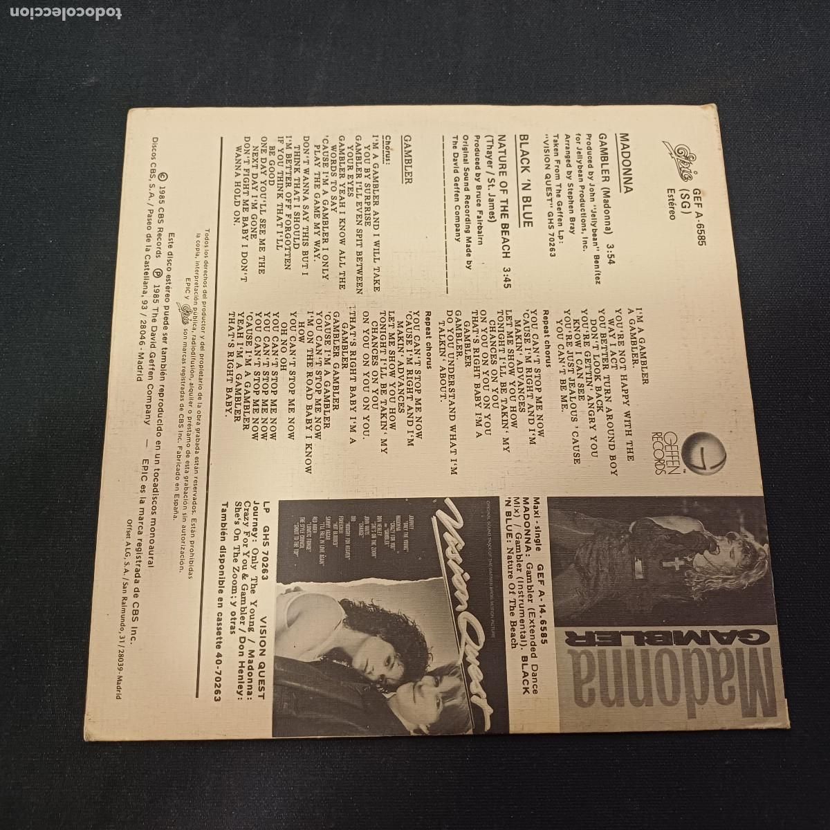 Discos de vinilo: MADONNA/GAMBLER/SINGLE. - Foto 3