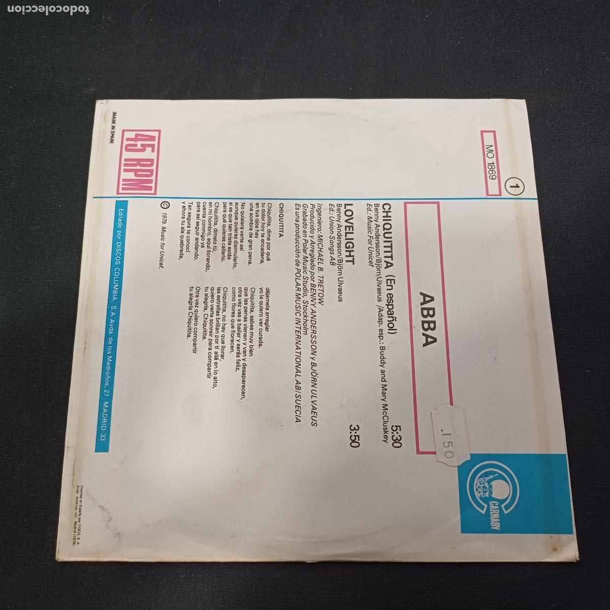 Discos de vinilo: ABBA/CHIQUITITA/SINGLE. - Foto 3