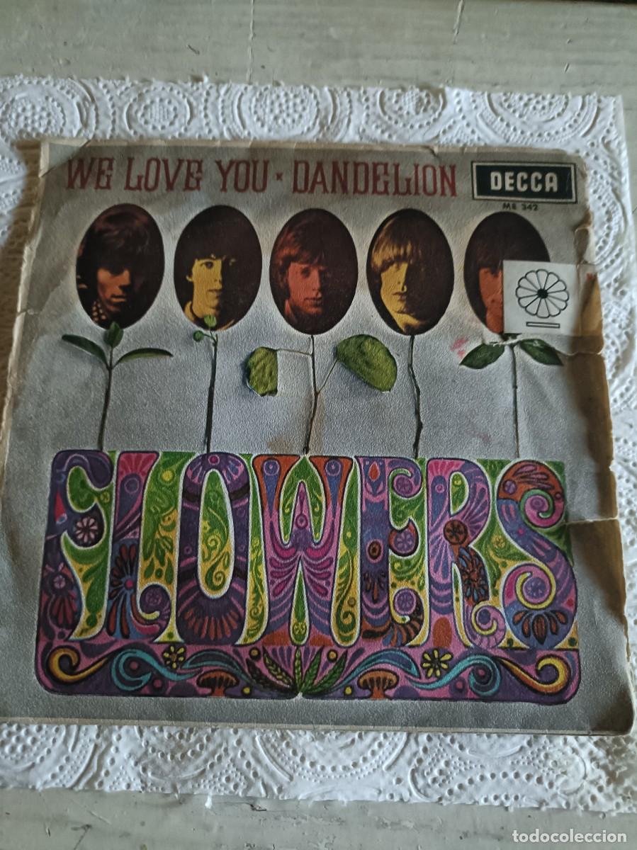 Discos de vinilo: ROLLING STONES FLOWERS (WE LOVE YOU / DANDELION) SINGLE ESPA&Ntilde;A 1967
