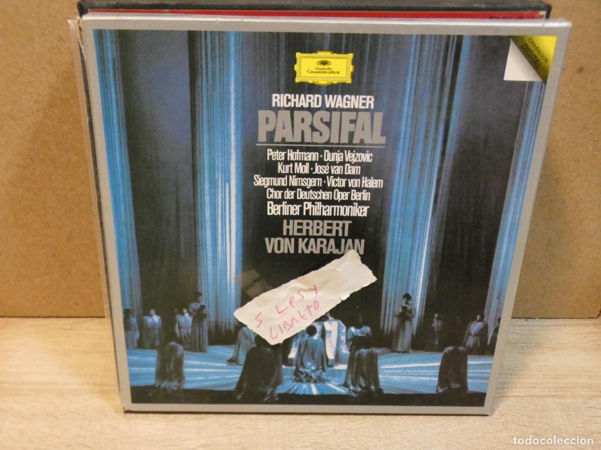 Disques de vinyle: ARKANSAS1980 EXPRO726 VINILO BUEN ESTADO CAJA 5 LPS Y LIBRETO PARSIFAL WAGNER KARAJAN