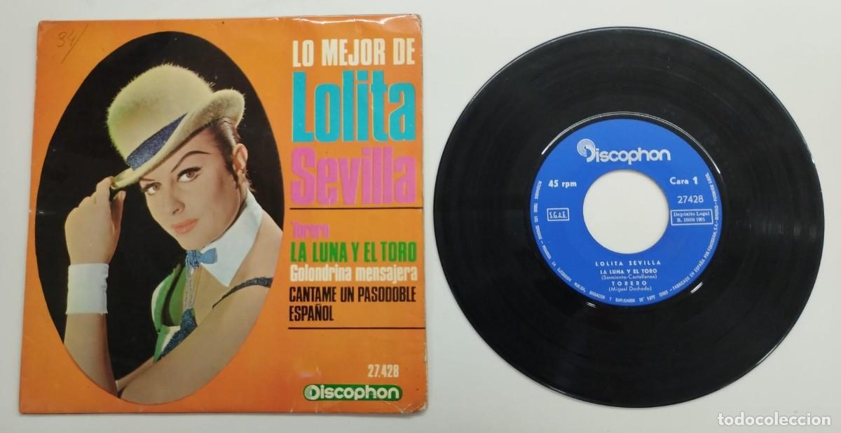 Discos de vinilo: SINGLE: LOLITA SEVILLA, LA LUNA Y EL TORO + TORERO + CANTAME UN PASADOBLE ESPA&Ntilde;OL, DISCOPHON, 1964.
