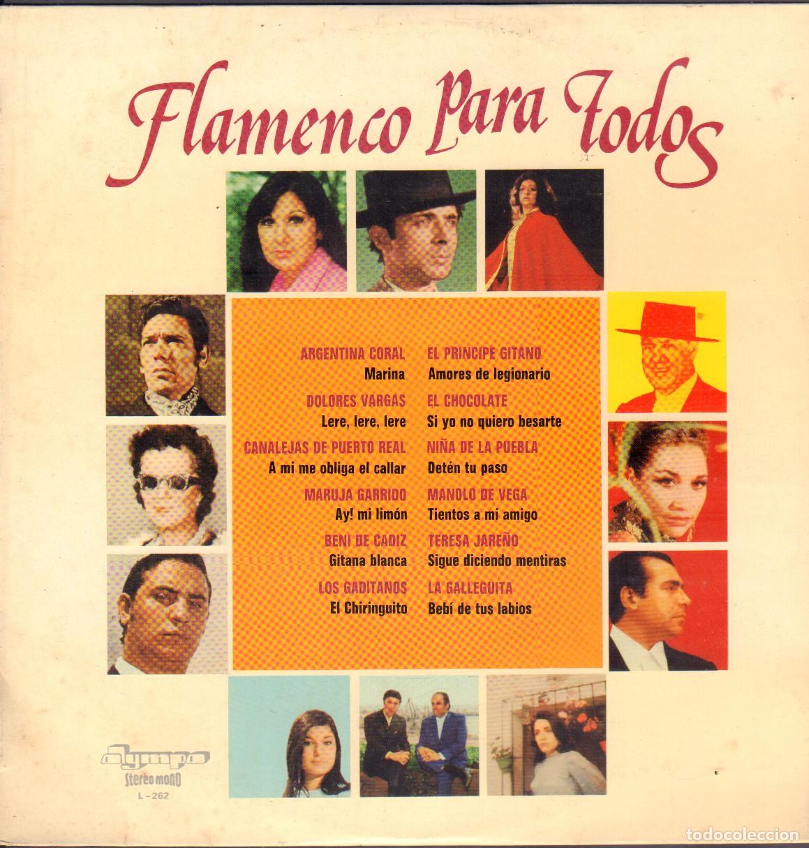 Discos de vinilo: FLAMENCO PARA TODOS - DOLORES VARGAS, BENI DE CADIZ, LA GALLEGUITA.../ LP OLYMPO 1974 RF-26393