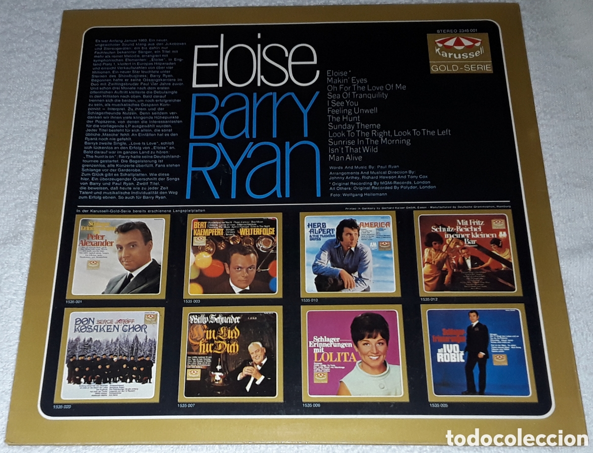 Discos de vinilo: LP - BARRY RYAN - ELOISE - MADE IN GERMANY - Foto 2