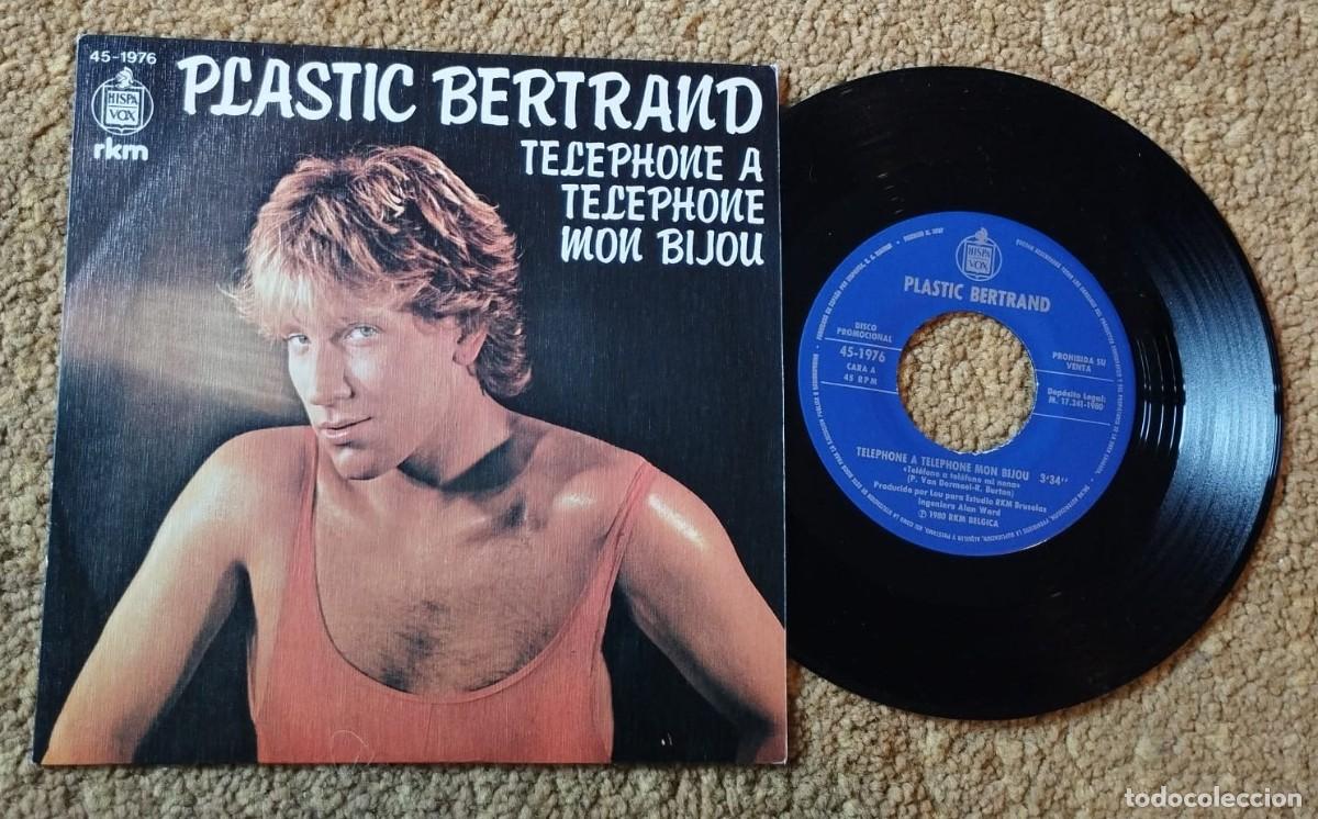Discos de vinilo: SINGLE: PLASTIC BERTRAND, TELEPHONE A TELEPHONE MON BIJOU + STOP OU ENCORE, HISP VOX, A&Ntilde;O 1976.