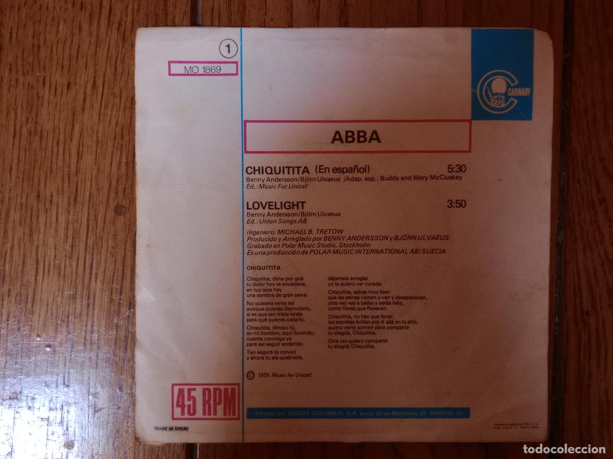 Discos de vinilo: Abba - chiquitita + lovelight - Foto 2