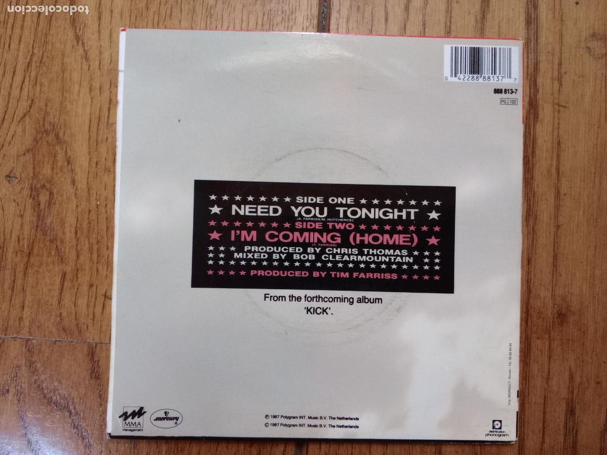 Discos de vinilo: Inxs - need you tonight + im coming (home) - Foto 2