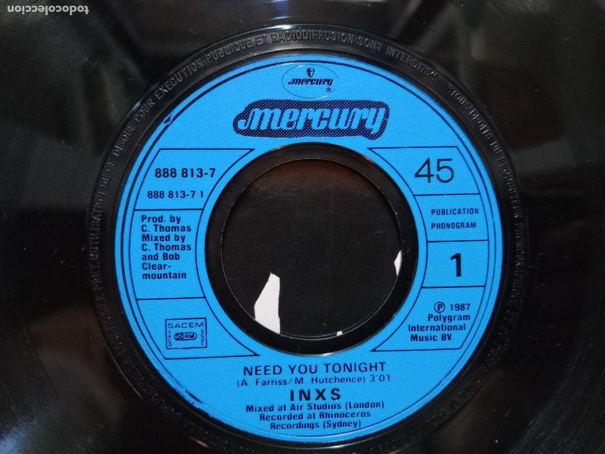 Discos de vinilo: Inxs - need you tonight + im coming (home) - Foto 3